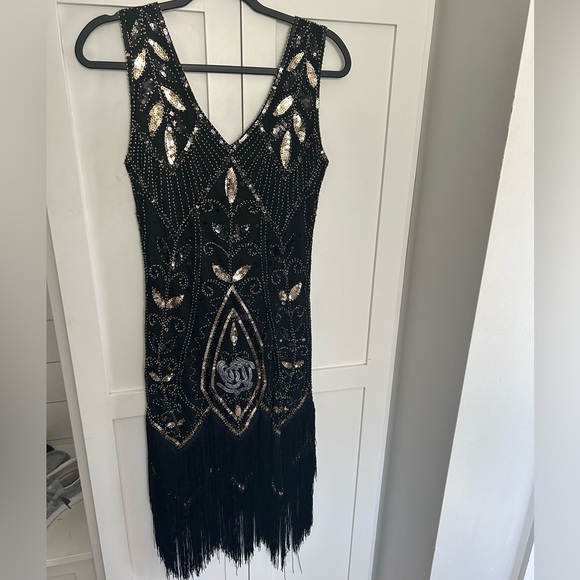 Black sequin fringe dress - Picture 3 of 7